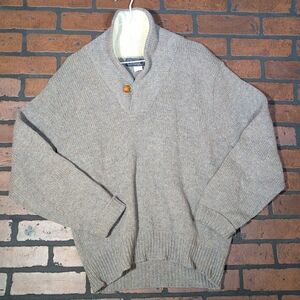 Vintage Mountain Wool Finalist Men's XL Knit Sweater USA Made Gray‎ Cowl Neck